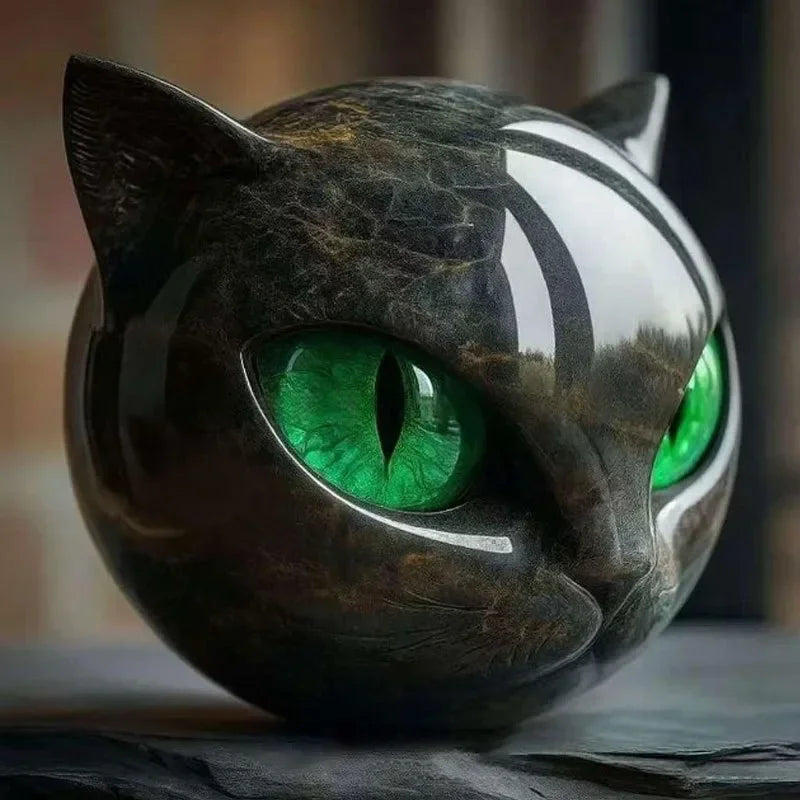 Black Cat Stone Figurine Resin Cat Head Healing Stone Marble Texture Cat Stone Keepsake Gift Home Office Desktop Decoration 2025