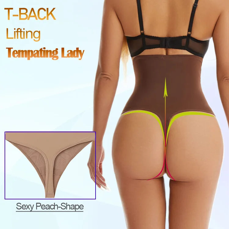 Cross-border Women's High Waist ThongT-back Tummy Control Panties with Non-slip Waistband Strong Waist Cinching and shaper