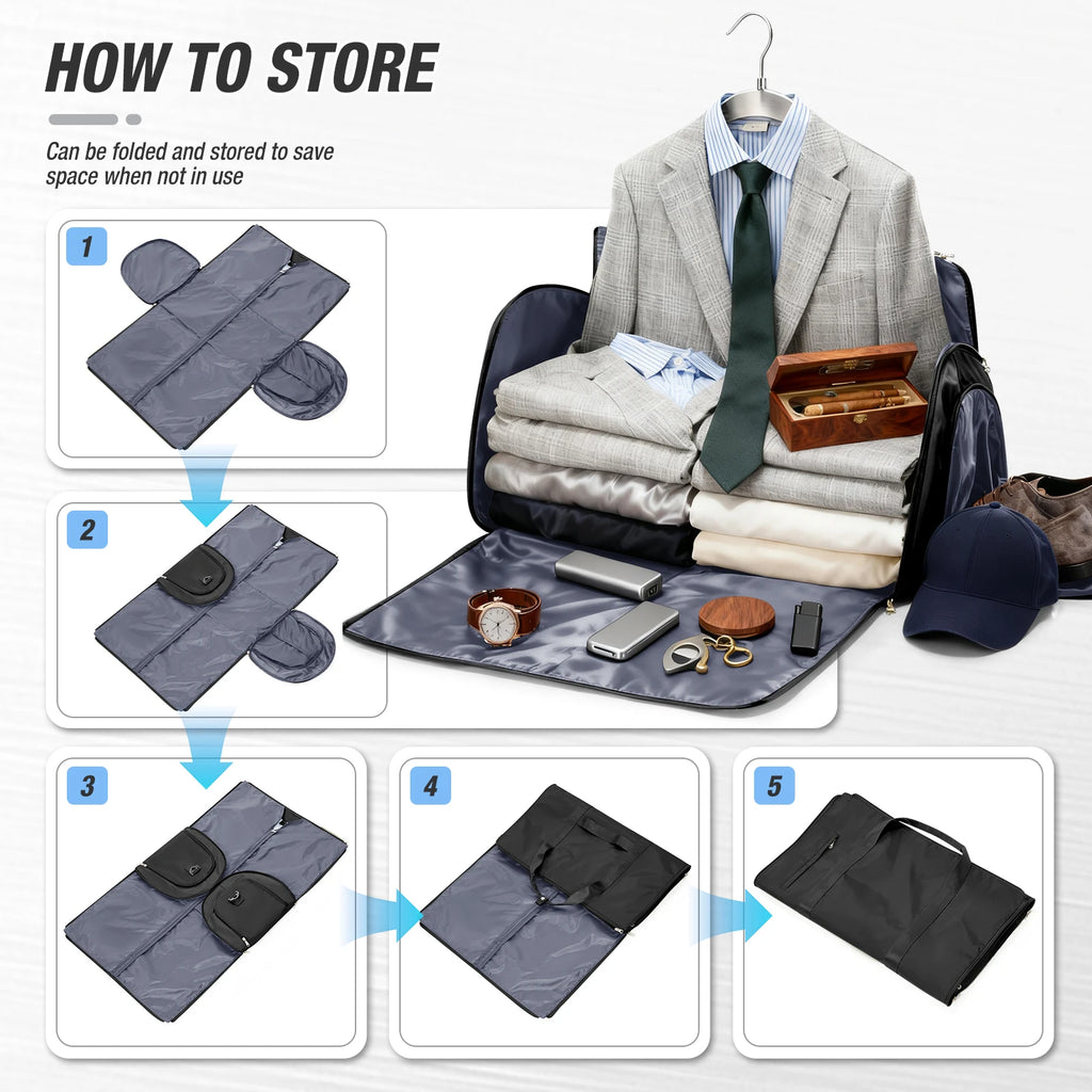 Foldable Convertible Garment Duffle Bag for Travel - 2-in-1 Hanging Suit Organizer & Carry-On Duffel Luggage Business Travel Bag