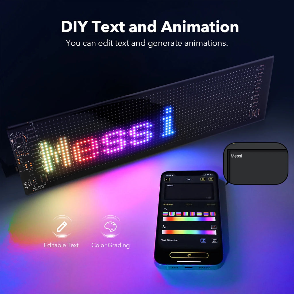 Car Decor Advertising Logo Lights Outdoor LED Matrix Pixel Scrolling Screen DIY Customize Patterns,Animations,Text Warning Light