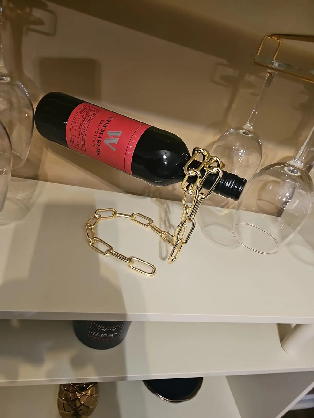 Magical Suspension iron Chain Wine Racks One Bottle Wine Display Racks Stand Holder Kitchen Dining room cellar Bar Decoration