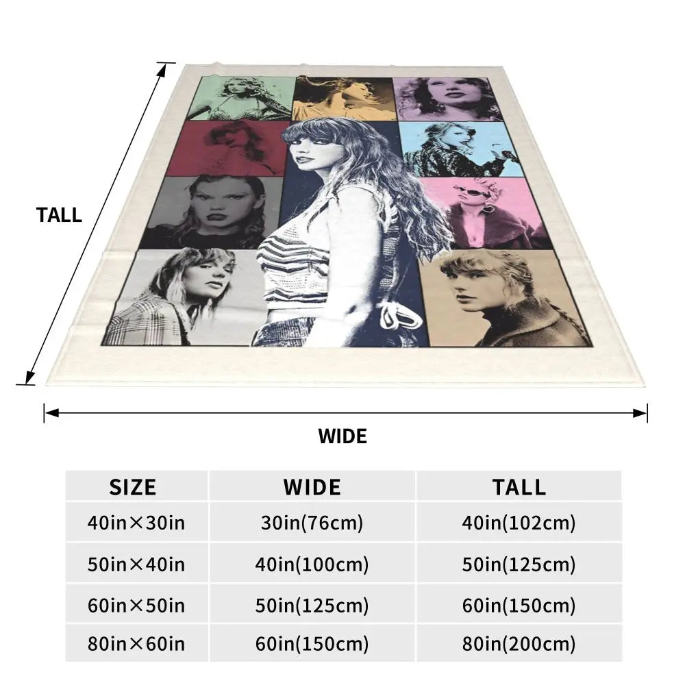 The Eras Tour Blanket Flannel Print Tayloring Portable Lightweight Thin Throw Blankets for Bedding Outdoor Quilt