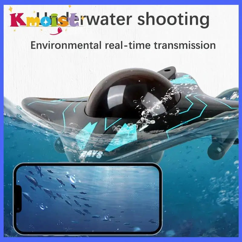 RC Boat Submarine with Camera Underwater 6CH Remote Control Wifi FPV Remote Control Boats Radio Control Toys - Kid Gifts