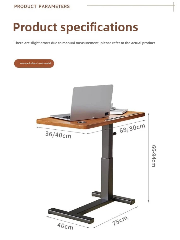 Height Adjustable Mobile Laptop Desk with Wheels Multi-Purpose Rolling Tray Table for Standing Workstation Use in Living Room