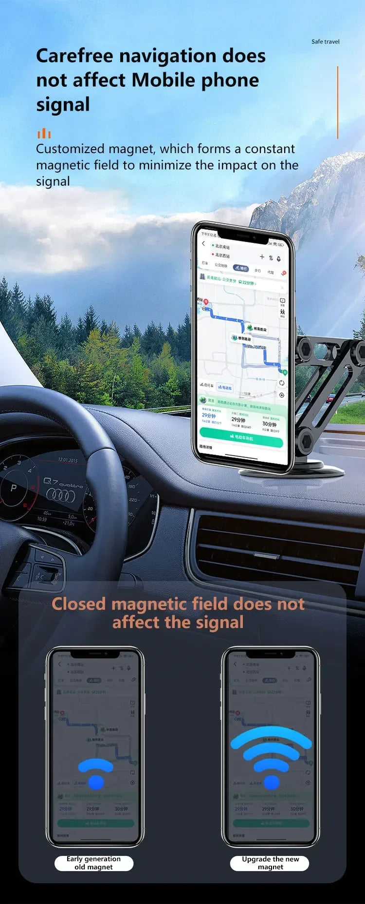 Magnetic Car Phone Holder Stand Magnet Car Mount Smartphone GPS Mobile Cell Support in Car Bracket for iPhone 15 Samsung Xiaomi