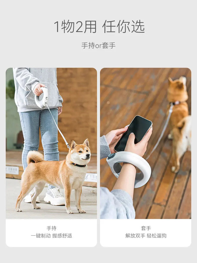3M Dog Leash Flashlight LED Streamer Roulette Automatic Retractable Nylon Rope for Cat Puppy Walking Running Lead Extension