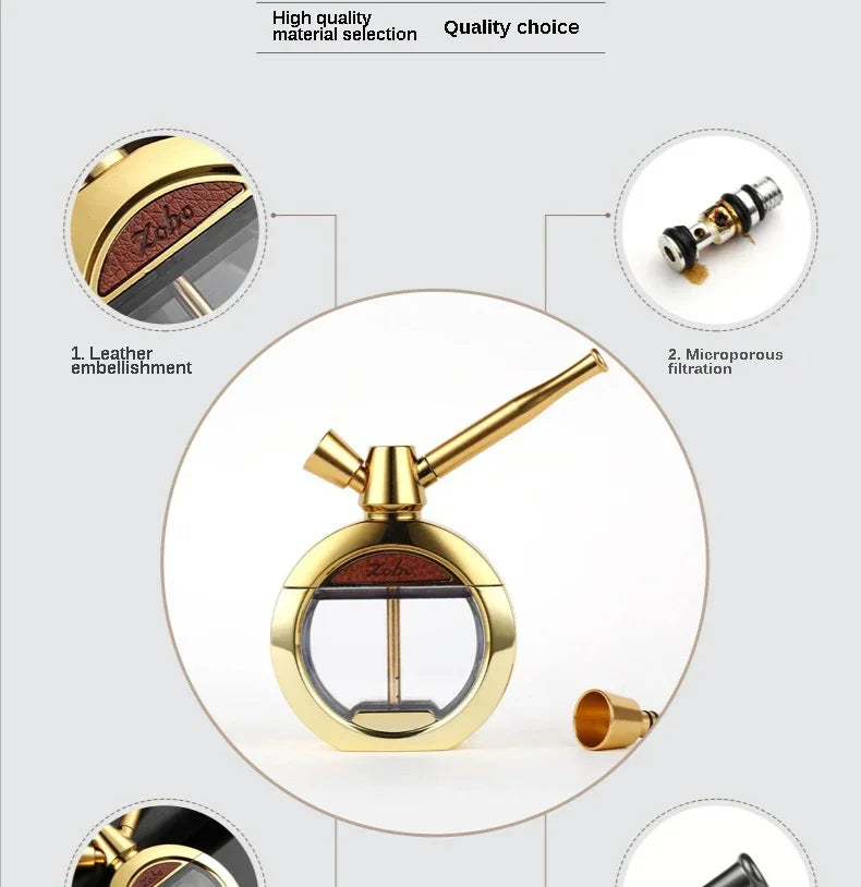 CRUSHER Dry Herb Grass Tobacco Pipes Kit Zinc Alloy Hookah Set Men and Women Use Double Filter Water Smoking Pipe Accessories