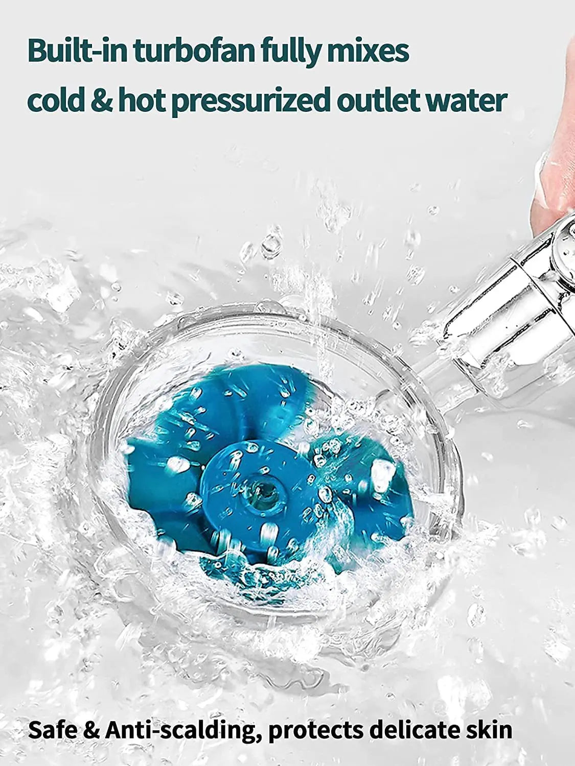 High Pressure Turbo Fan Shower Head 360° Swivel Water Saving Propeller Flow Showerhead with Filter Rainfall Bathroom Accessories