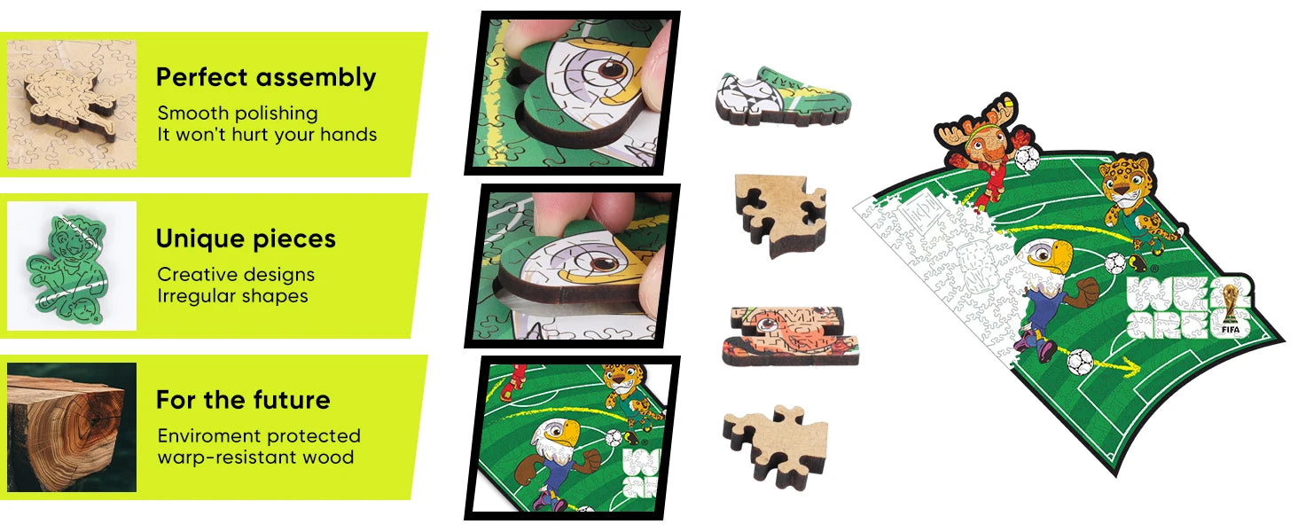 Football Match Style Wooden Jigsaw Puzzle"Game Time"FIFA World Cup DIY Toy Home Wall Decor Ideal Gift for Sports Enthusiasts