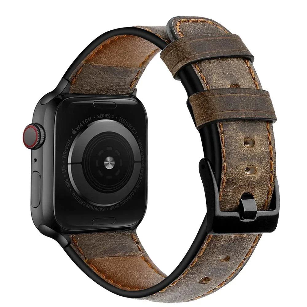 Leather Strap for Apple watch band 44mm 49/45mm 40/41 42 46mm belt Retro luxury Correas iWatch series 10 9 5 4 SE 6 7 8 ultra 2