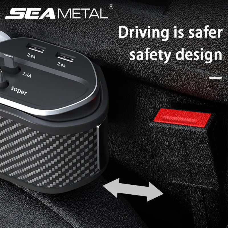 SEAMETAL Car Seat Gap Filler Organizer With Cup Holder Front Seat Console Side Pocket With Wireless Charging,Type-C,Lightning