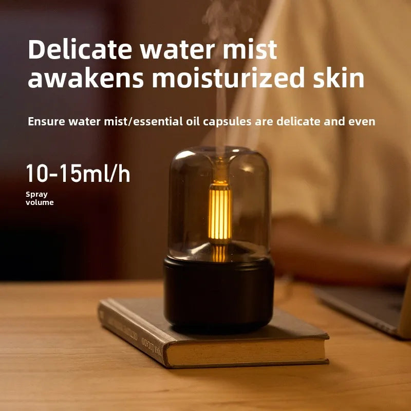 120ml Aromatherapy Humidifier Ultrasonic Humidifier with Creative Candlelight Design USB Air Humidifier for Sleep Aid Home Decor