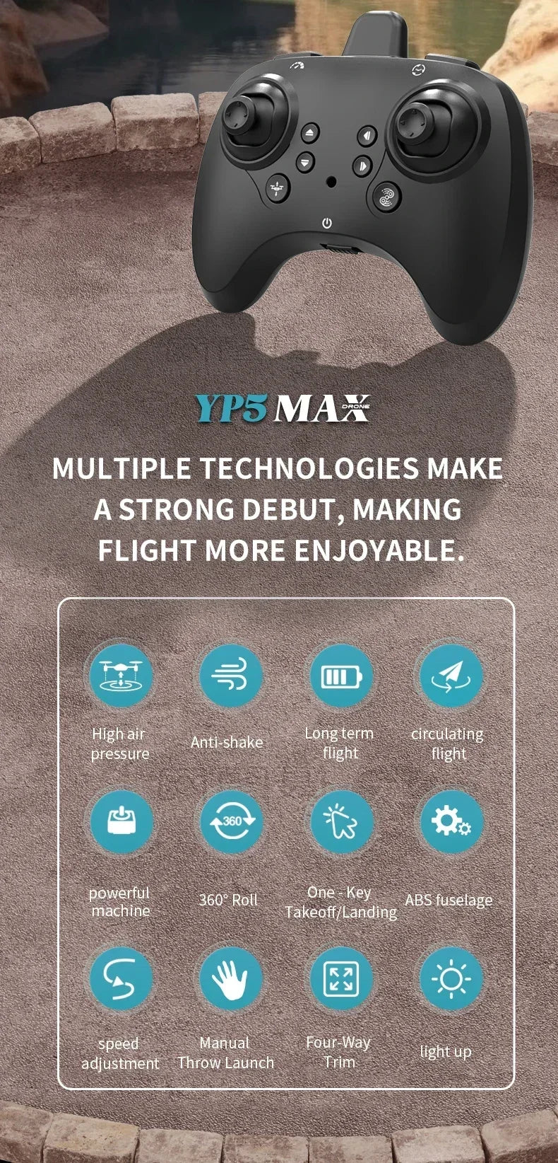2025 new YP5 Remote Control Drone 2.4G 360° Flip Fighter Jet Toy Intelligent Fixed Height Hovering RC Airplane for Boys Kids Toy