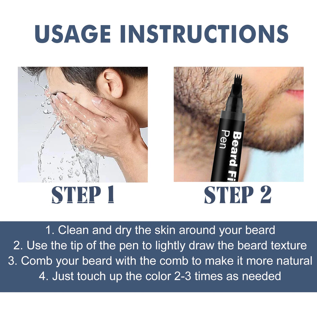 Beard Pen Filler Penci With Brush Kit Waterproof Long Lasting Repair Moustache Coloring Shaping Tools Hair Eyebrow Pencil