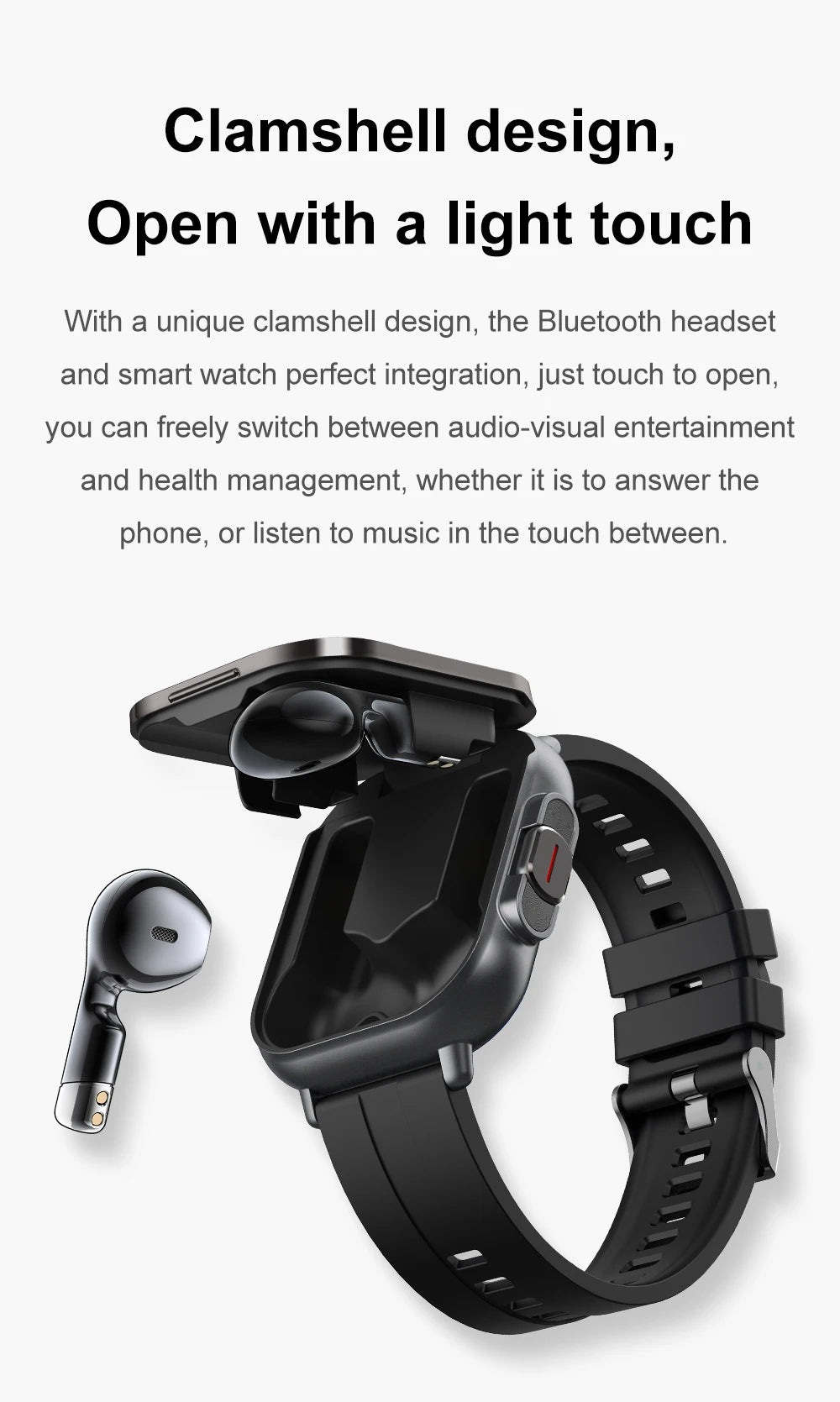 2026 New Smartwatch TWS Earphone 2.01' Bluetooth Call Heart Rate Monitor Sport Fitness Tracker 2 in 1 Smart Watch Headset