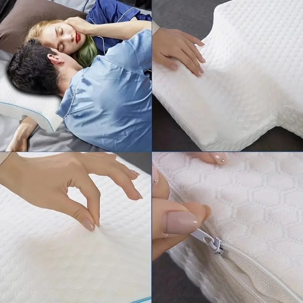 Arched Cuddle Couples Pillow with Slow Rebound and Breathable Memory Foam,Sleep Pillow for Anti Pressure Hand Protect Cervical