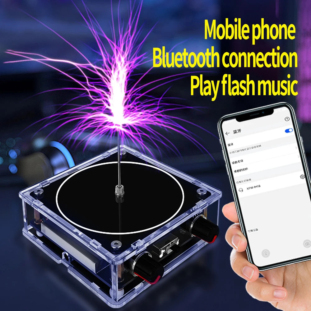 Music Tesla Coil Bluetooth/AUX Dual Mode Music Box Artificial Lightning Touchable Audio Input Bluetooth Science Experiments ﻿