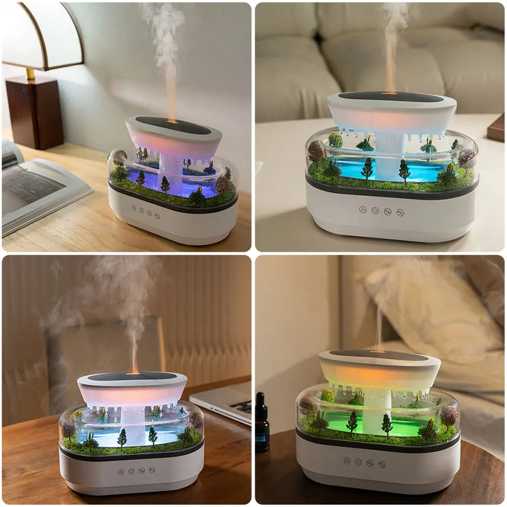 RainCloud Ultrasonic Aroma Humidifier Colorful Light Water Drip Micro Landscape Essential Oil Diffuser Home Cool Mist Humidifier