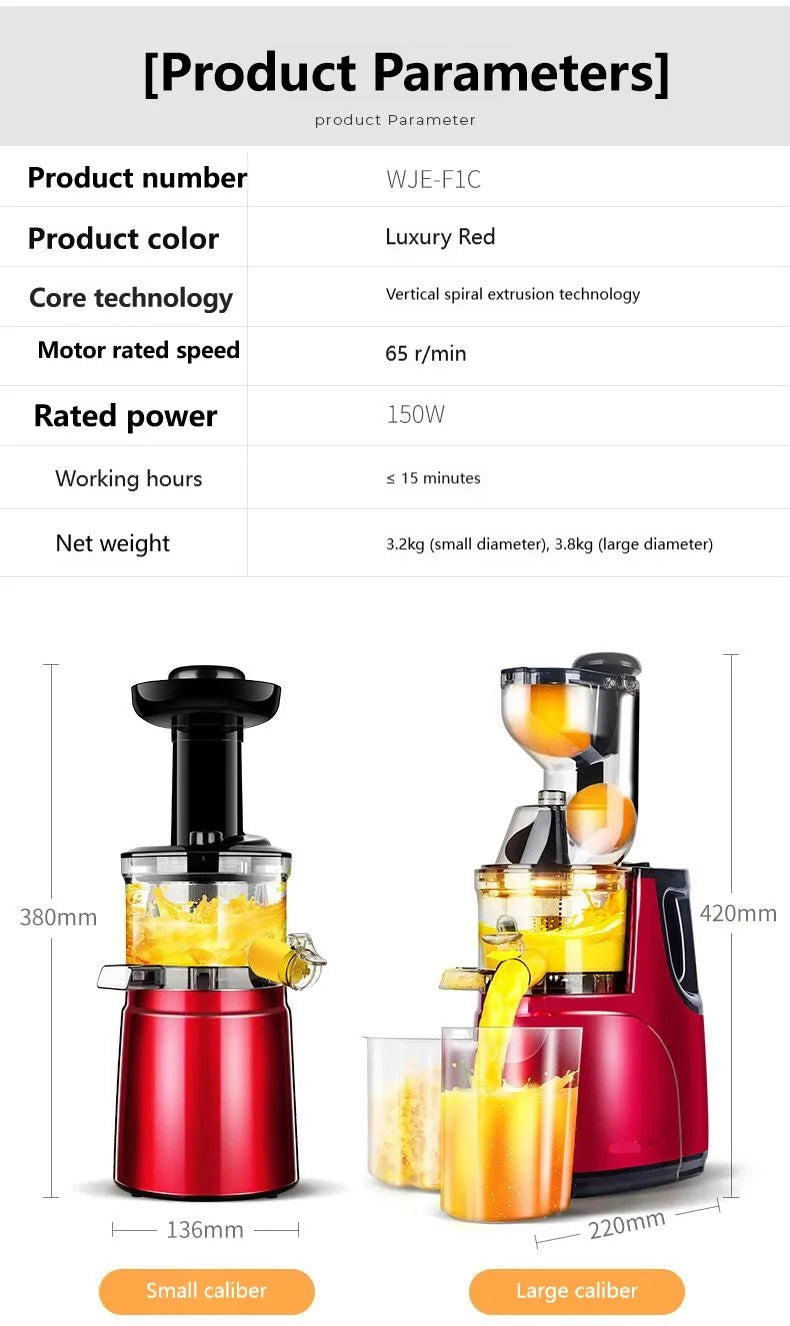 In stock Big Mouth Cold Press Commercial Orange Fruit Machine Electric Household Vegetable Juice Multifunctional Slow Juicer