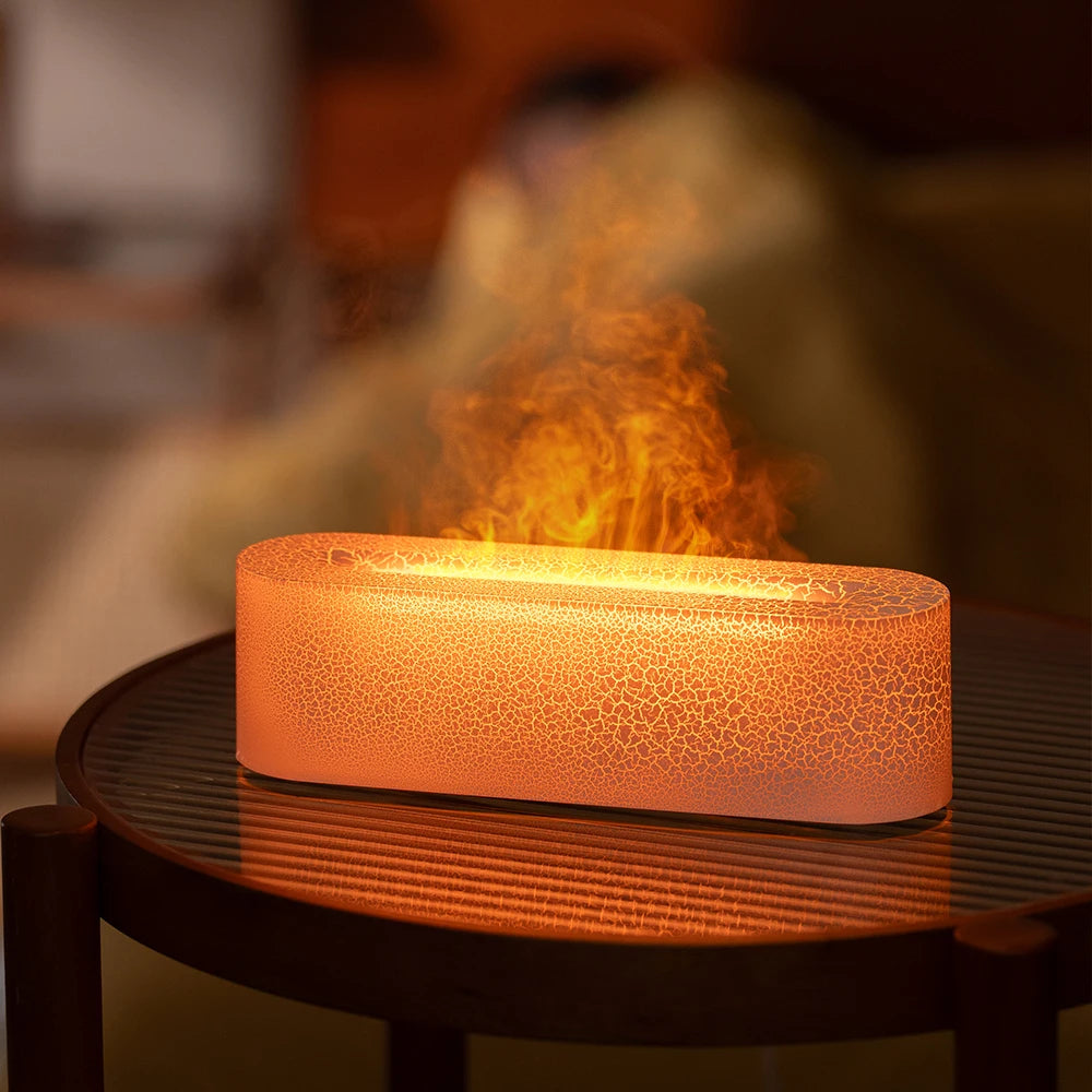 KINSCOTER Realistic Colorful Flame Aromatherapy Diffuser Aroma Essential Oil 150ml USB Air Humidifie Purifier Air Freshener