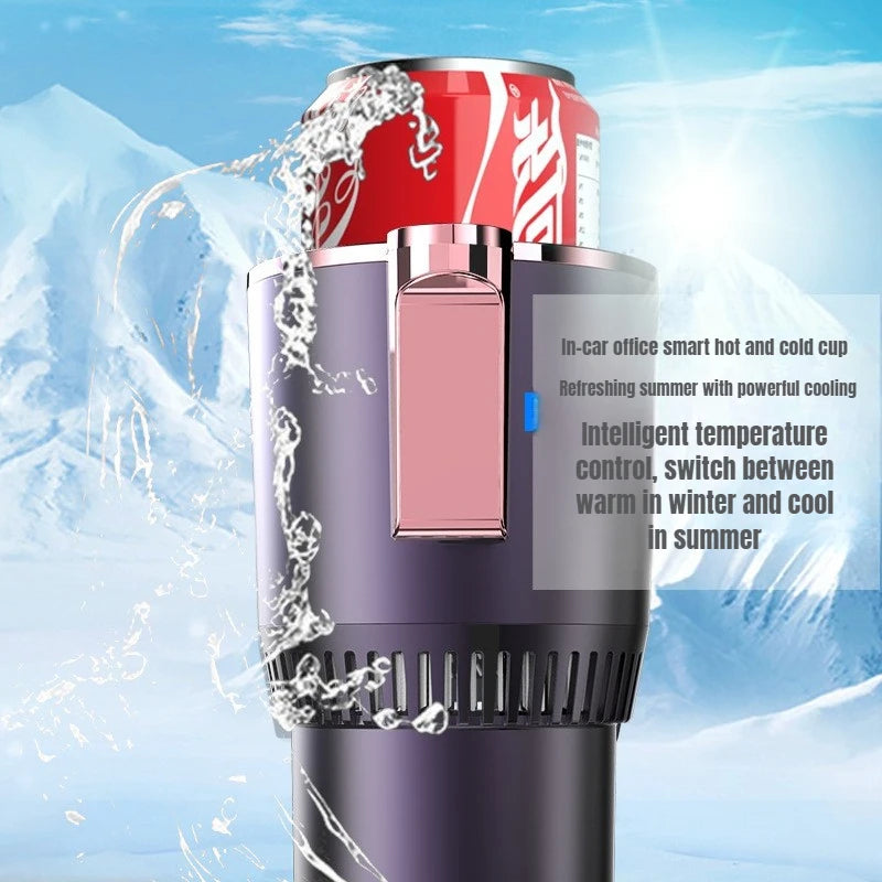 Smart Car 2-In-1 Hot and Cold Cup Drinks Holder Home Fast Refrigeration Cooling/Heating Mini Touch Screen Beverage Mug Drink Can