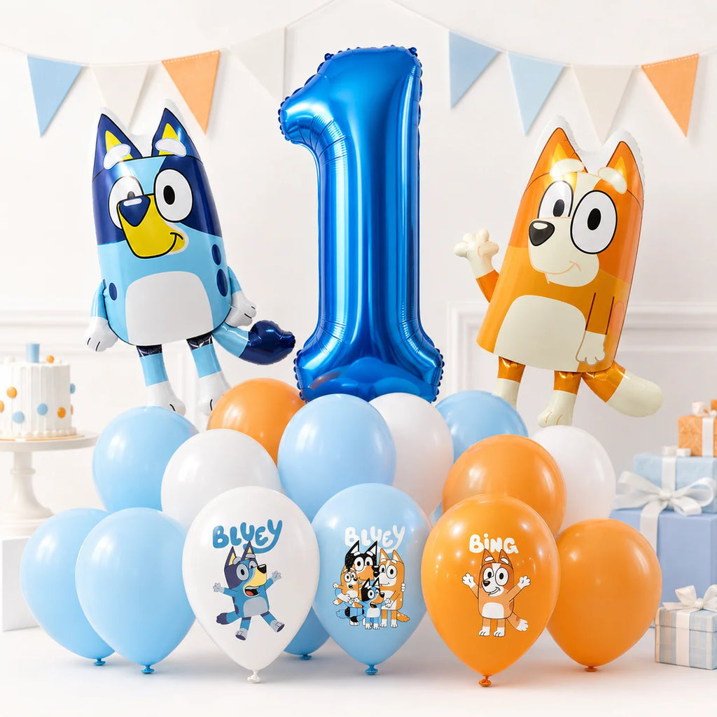 Bluey 1th Birthday Decorations Balloon Set Bluey Bingo Foil Balloons Latex Balloons Party Supplies for Kids Girls Boys