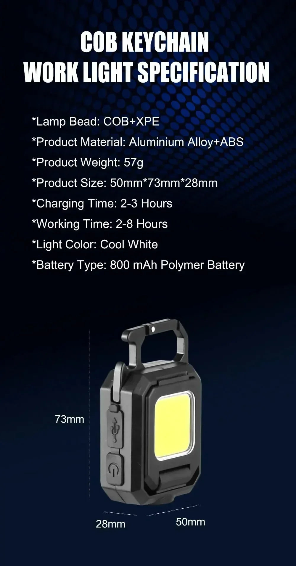 Bright COB Keychain Flashlight,Rechargeable Mini Work Light Magnetic Portable Pocket Lamp for Camping Fishing Hiking Emergency