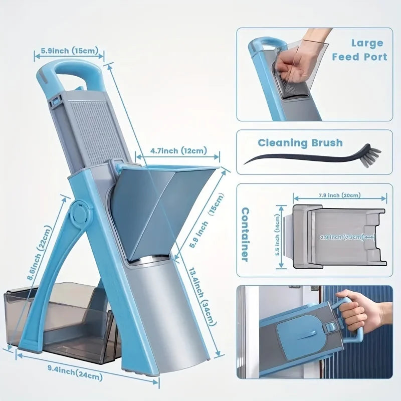 Adjustable Mandoline Slicer with Safety Glove, Large Vegetable Cutter for Potato Onion Cabbage - Food Chopper & Slicer