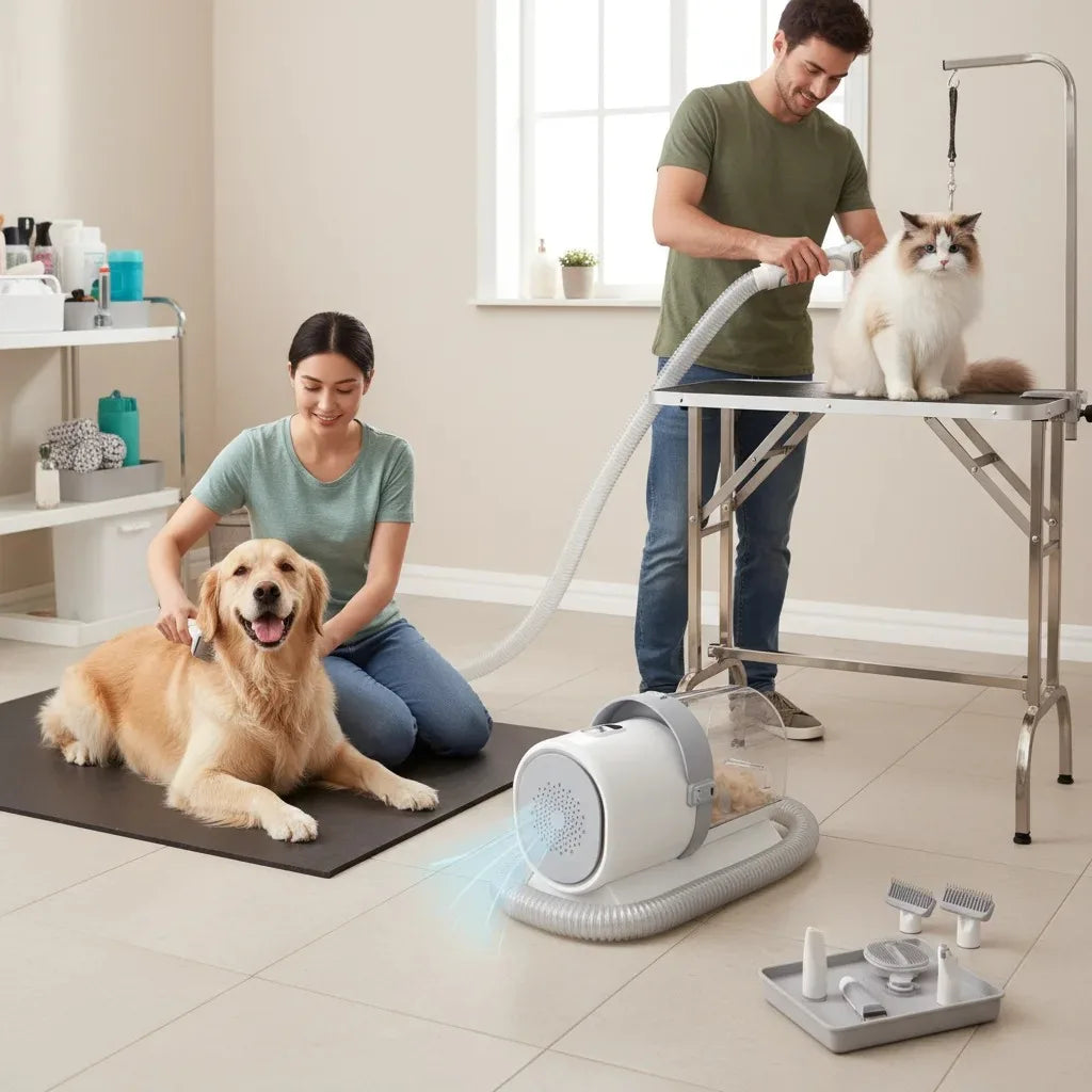 Pet Grooming Vacuum Kit with 2L Dust Cup, 3 Suction Modes & 5 Grooming Tools for Dogs and Cats