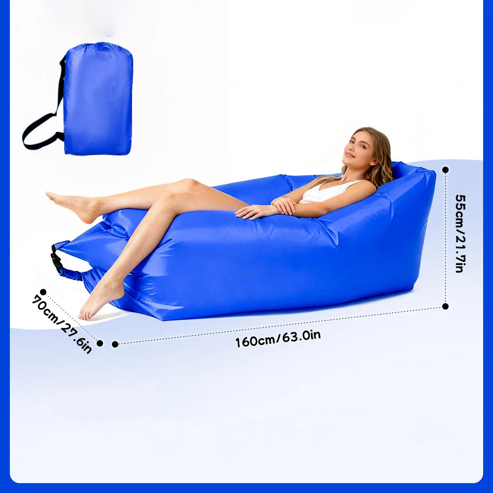Multi Colored Single Lazy Inflatable Sofa Portable Outdoor Beach Air Sofa Bed Folding Camping Sleeping Bag for Comfortable Rest