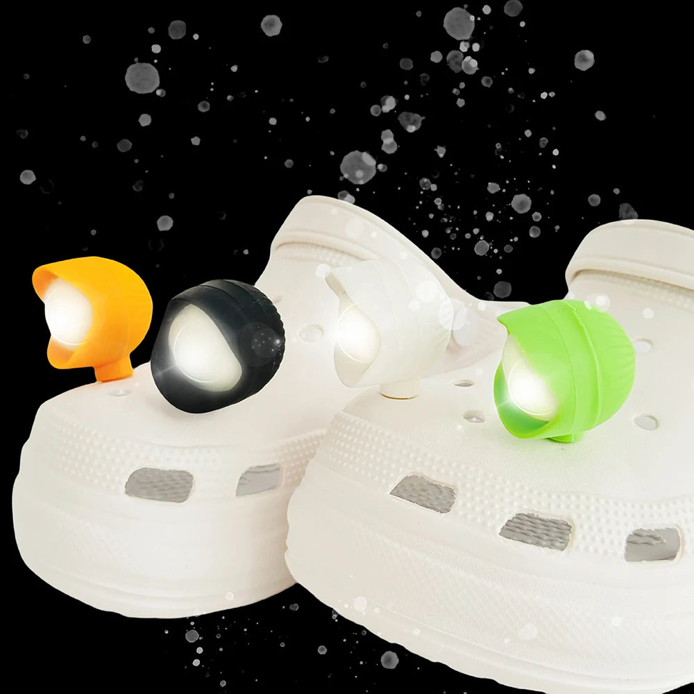 2pcs LED Shoe Lights Charms Upgrade Headlight Rechargeable for Night Walks Shoes Charms PVC Accessories, 3 Lighting Modes
