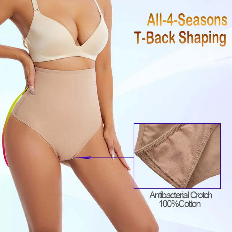 Cross-border Women's High Waist ThongT-back Tummy Control Panties with Non-slip Waistband Strong Waist Cinching and shaper