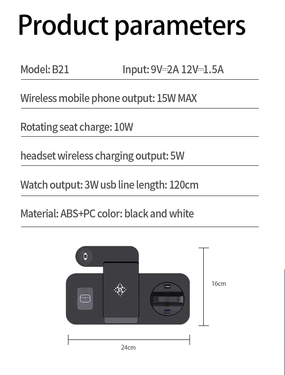 Foldable 6 In 1 Wireless Charger Stand For iPhone 15 14 13 12 11 X Apple Watch 8 7 6 5 4 3 2 Airpods Fast Charging Dock Station