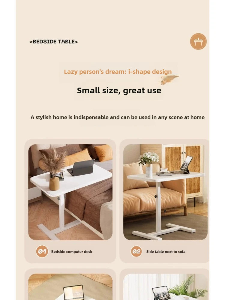 Height Adjustable Mobile Laptop Desk with Wheels Multi-Purpose Rolling Tray Table for Standing Workstation Use in Living Room