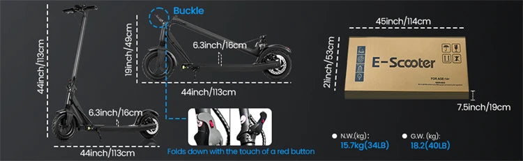 Electric Scooter 350W E Scooter Shock-absorbing ‎8.5 Inches Folding waterproof Commuting Electric Scooters