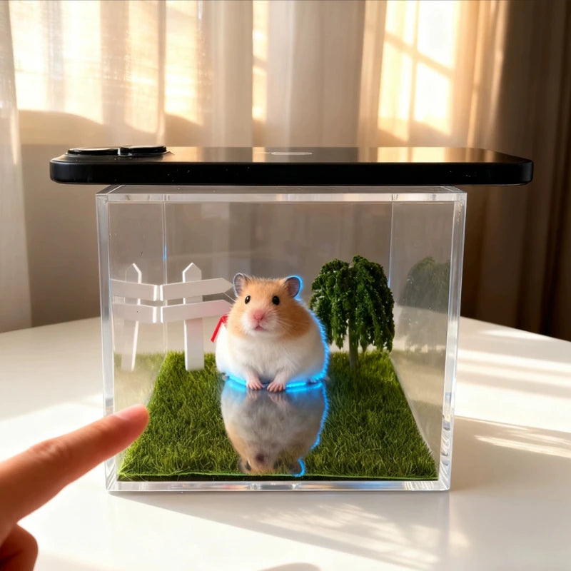 Pet Holographic Digital House, Memorial Decorative Item, Transparent Interactive Display Box High-Transparency Material Creative