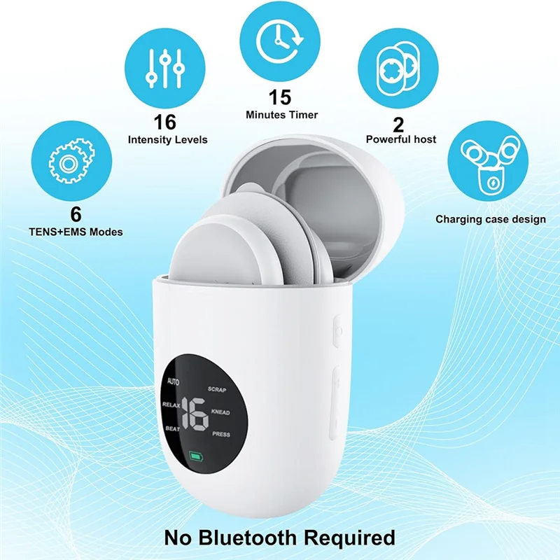 Wireless Muscle Stimulator TENS Unit LED-Display, 16 Intensity Settings For Pain Relief, Rechargeable EMS Machine