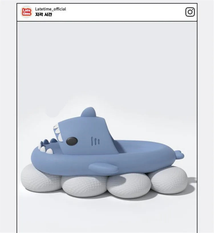 4cm Thick Sole Man Women Shark Slippers Size 46 47 2023 Summer Home Anti-skid Couple  Indoor Household Funny Slipper