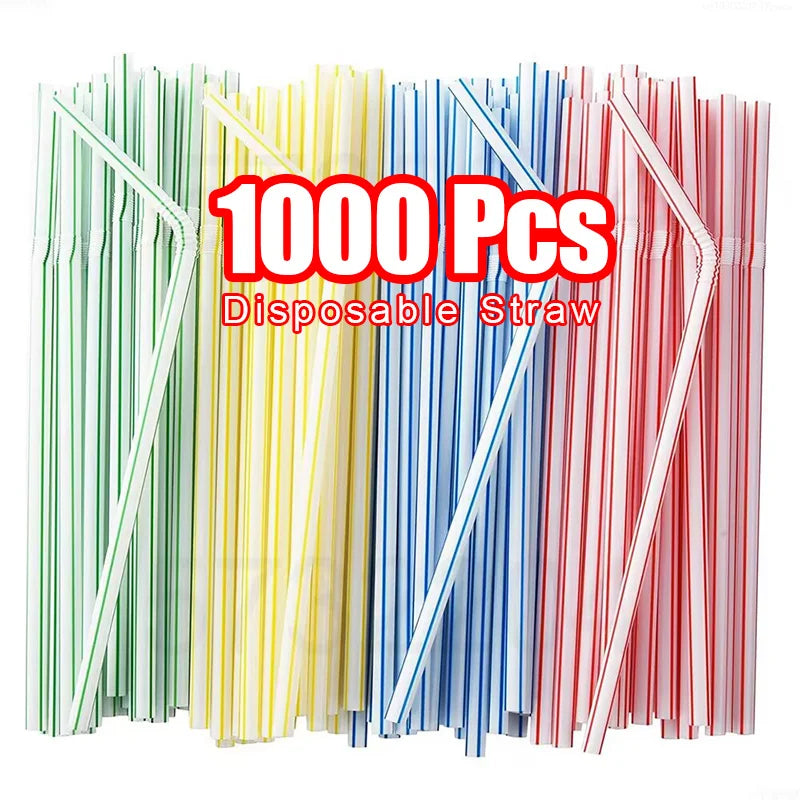 50-1000Pcs Drinking Straws Colorful & Black rietjes Flexible Wedding Party Supplies Drinking Straws Kitchen Wholesale