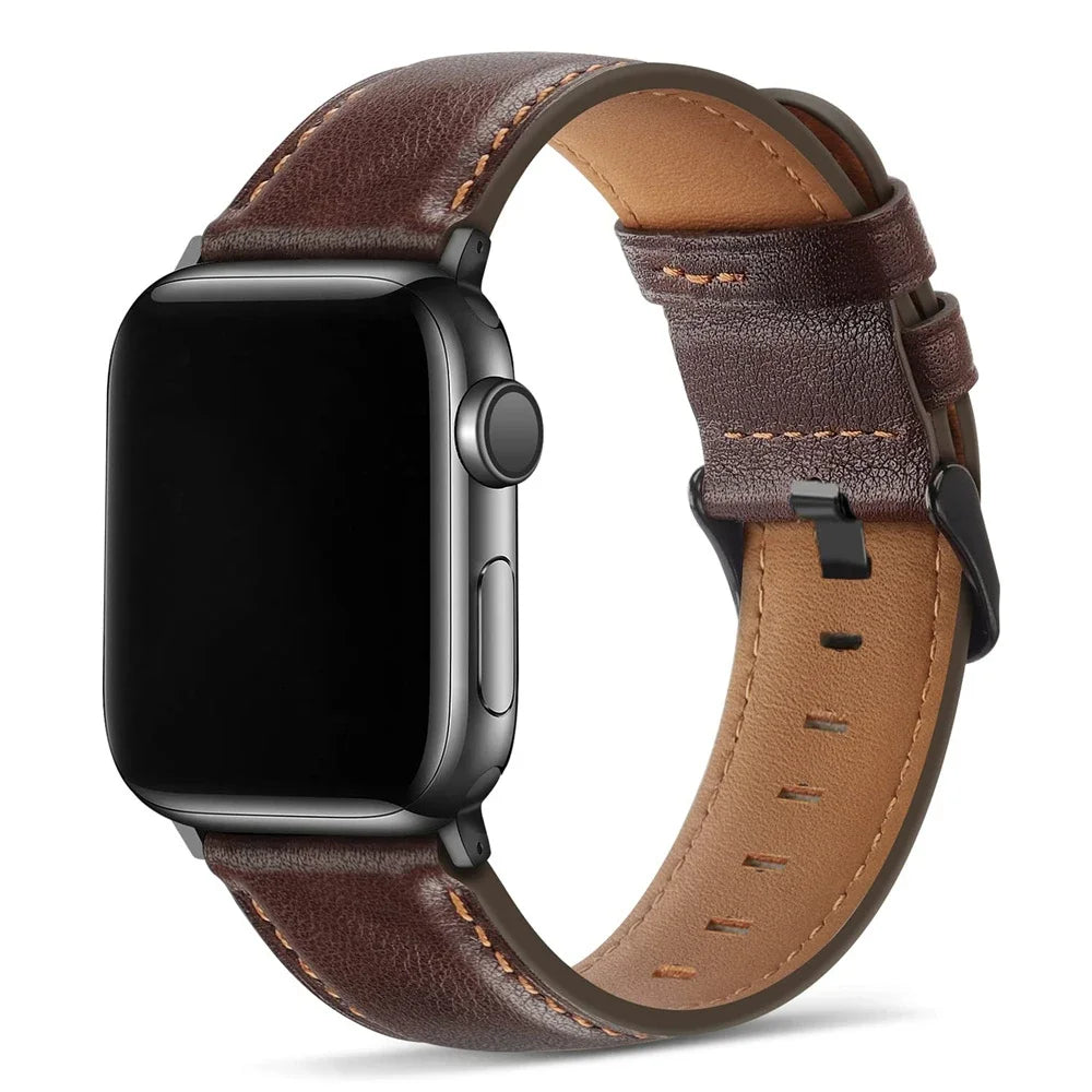Leather Strap for Apple watch band 44mm 49/45mm 40/41 42 46mm belt Retro luxury Correas iWatch series 10 9 5 4 SE 6 7 8 ultra 2
