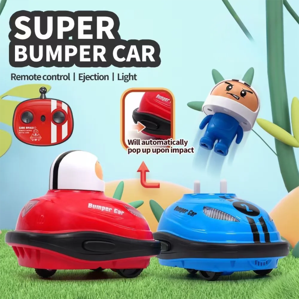 2025 RC Super Battle Bumper Car 2.4G Pop-up Doll Crash Bounce Ejection Light Children's Remote Control Toys Gift for Parenting