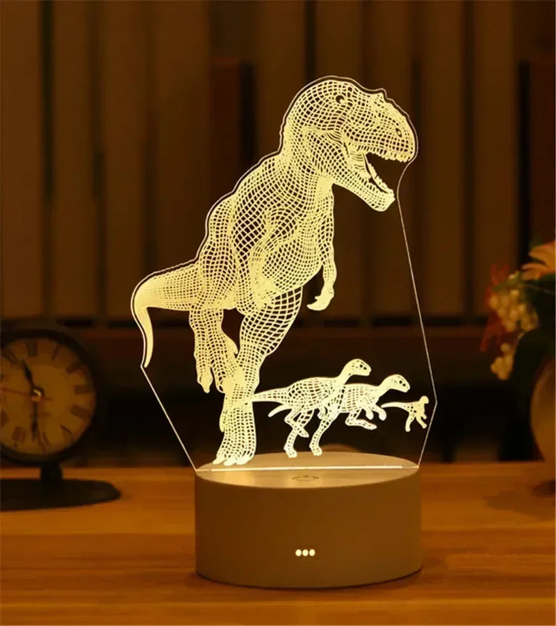 3D Acrylic LED Night Light USB Powered Bedroom Bedside Decor Night Lamp Birthday Kid Gifts Table Ornaments Novelty Lighting
