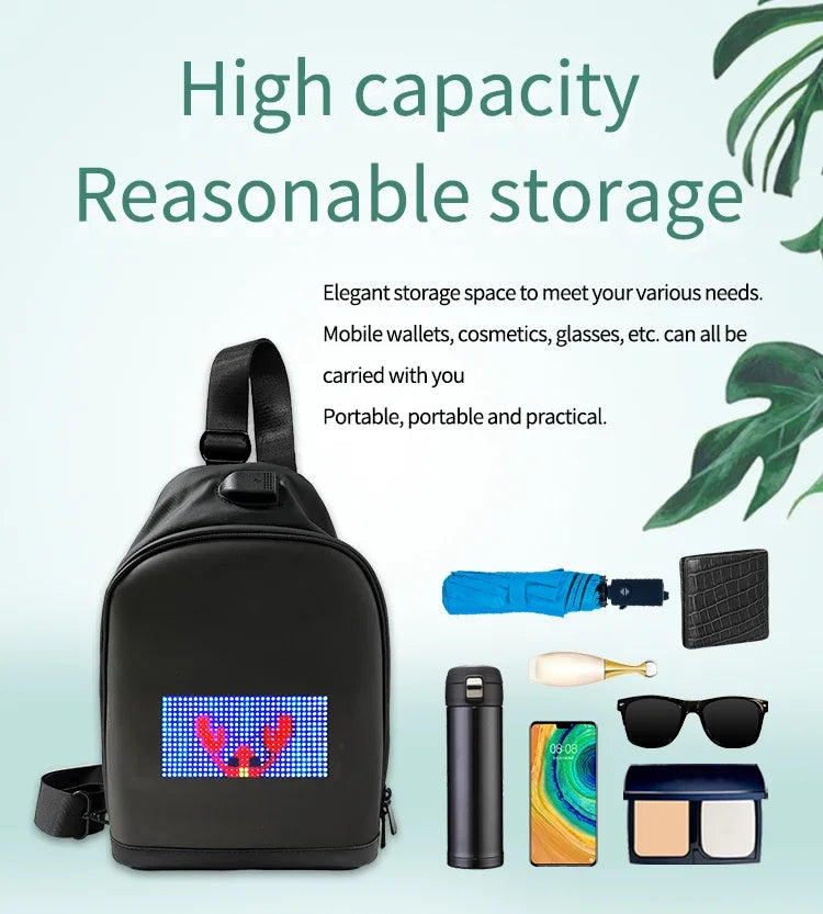 Led Waist Bag Smart  APP LED Pixel Backpack for Women Men DIY Multilingual Graffiti Dynamic Shoulder Bag Chest Bag Led Display