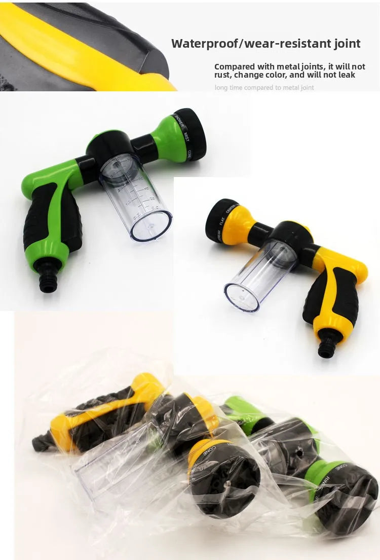 Multifunctional  Adjustable Mode Water Guns Nozzle Hose Washer Garten Watering Jet Sprayer with Foam Container Fertilizer Tools