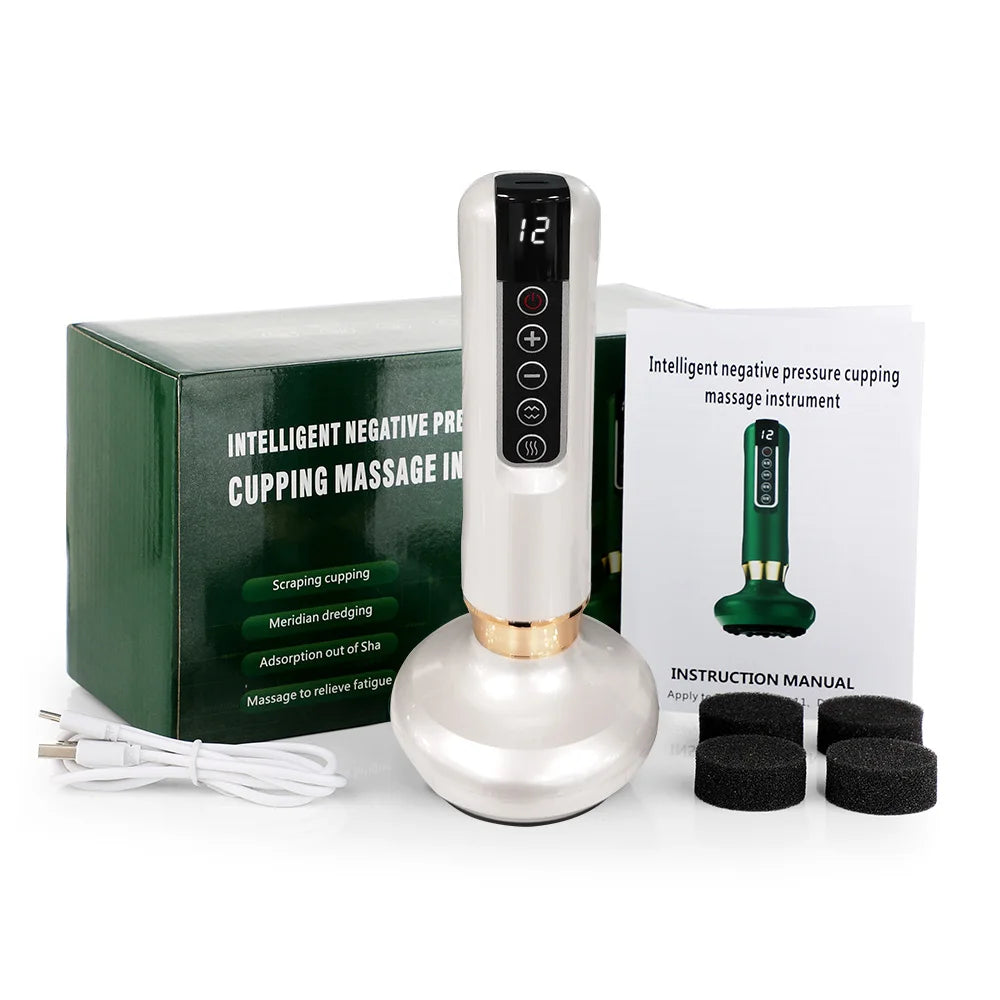 12/6 Levels Intelligent Vacuum Cupping Massager Negative Pressure Heating Wireless Scraping Apparatus Dredge Meridian Relax