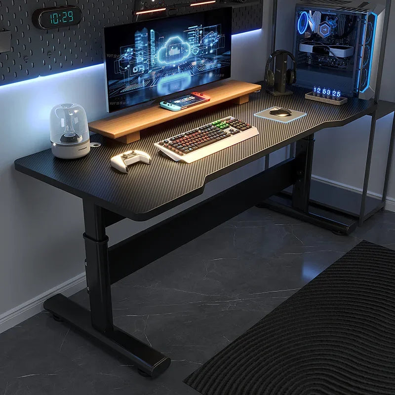 Height Adjustable Gaming Desk Electric Standing Computer Table Carbon Fiber Wide Desktop for Home Office E-sports Setup