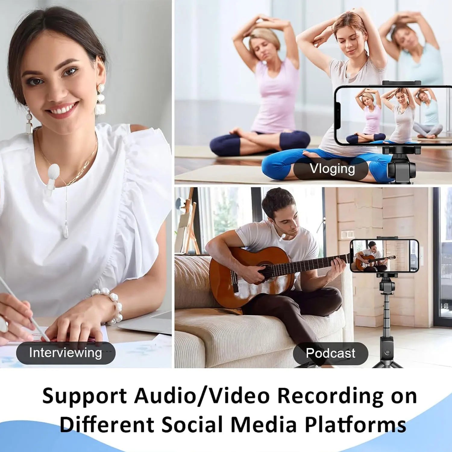 Pink &White K60 Wireless Lavalier Microphone for Smartphone,Clip On Lapel Mic Plug-Play Microphone for Video/Audio Recording