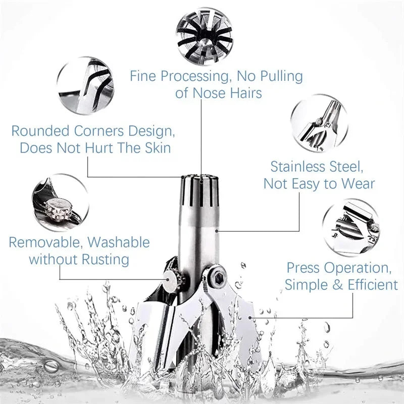 Nose Hair Trimmer For Men And Women Stainless Steel Manual Nose Hair Razor No Noise Washable Nose Hair Trimmer Manual Shaver