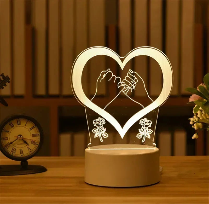 3D Acrylic LED Night Light USB Powered Bedroom Bedside Decor Night Lamp Birthday Kid Gifts Table Ornaments Novelty Lighting