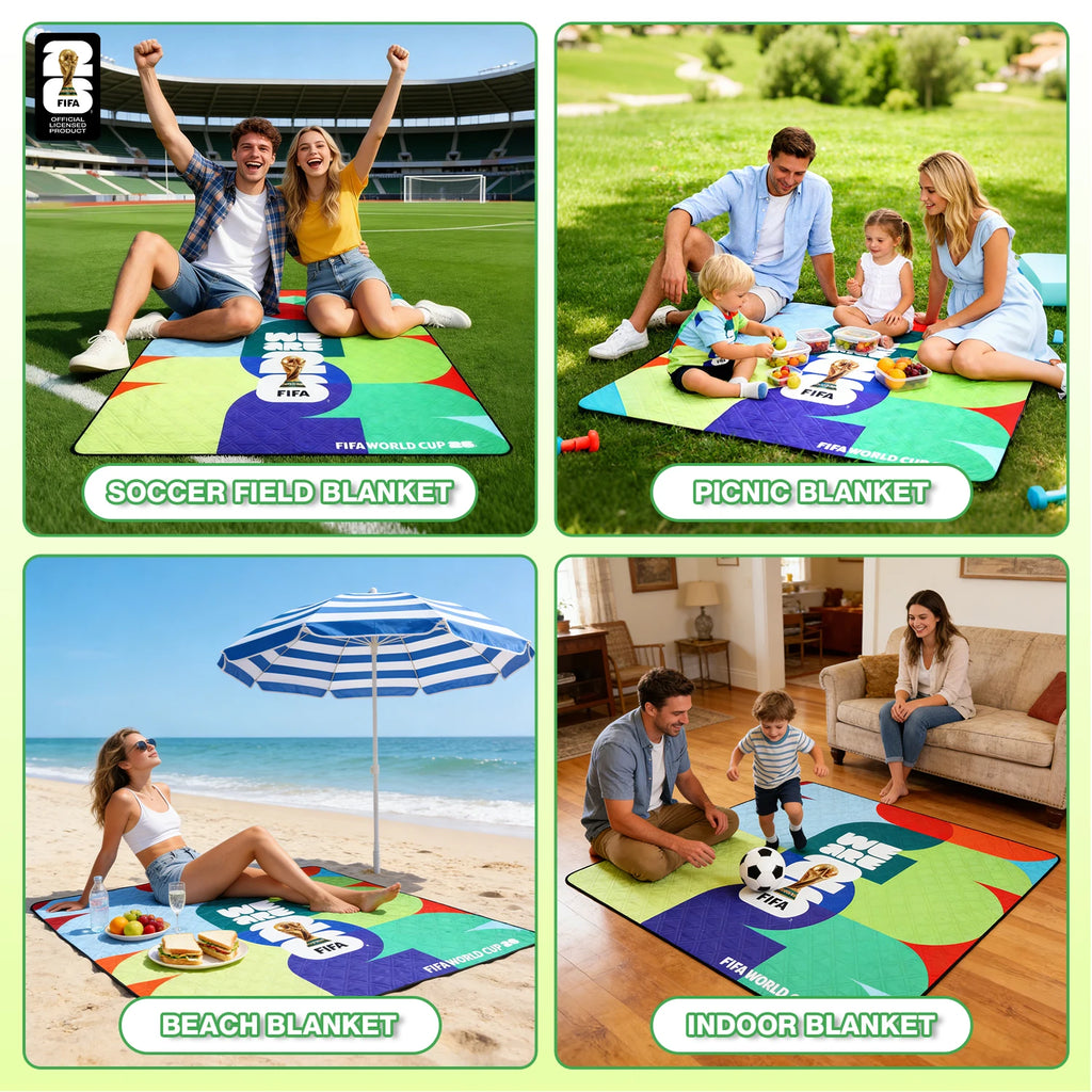 FIFA WORLD CUP 2026 Official Picnic Mat, Extra Large Foldable Outdoor Blankets FIFA Picnic Mat for Beach,Soccer Fan Camping Gift